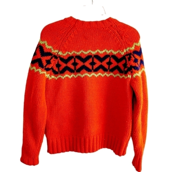 Abercrombie Fitch Lambswool Sweater Small Nordic Fair Isle Red Aztec Western - Picture 3 of 9